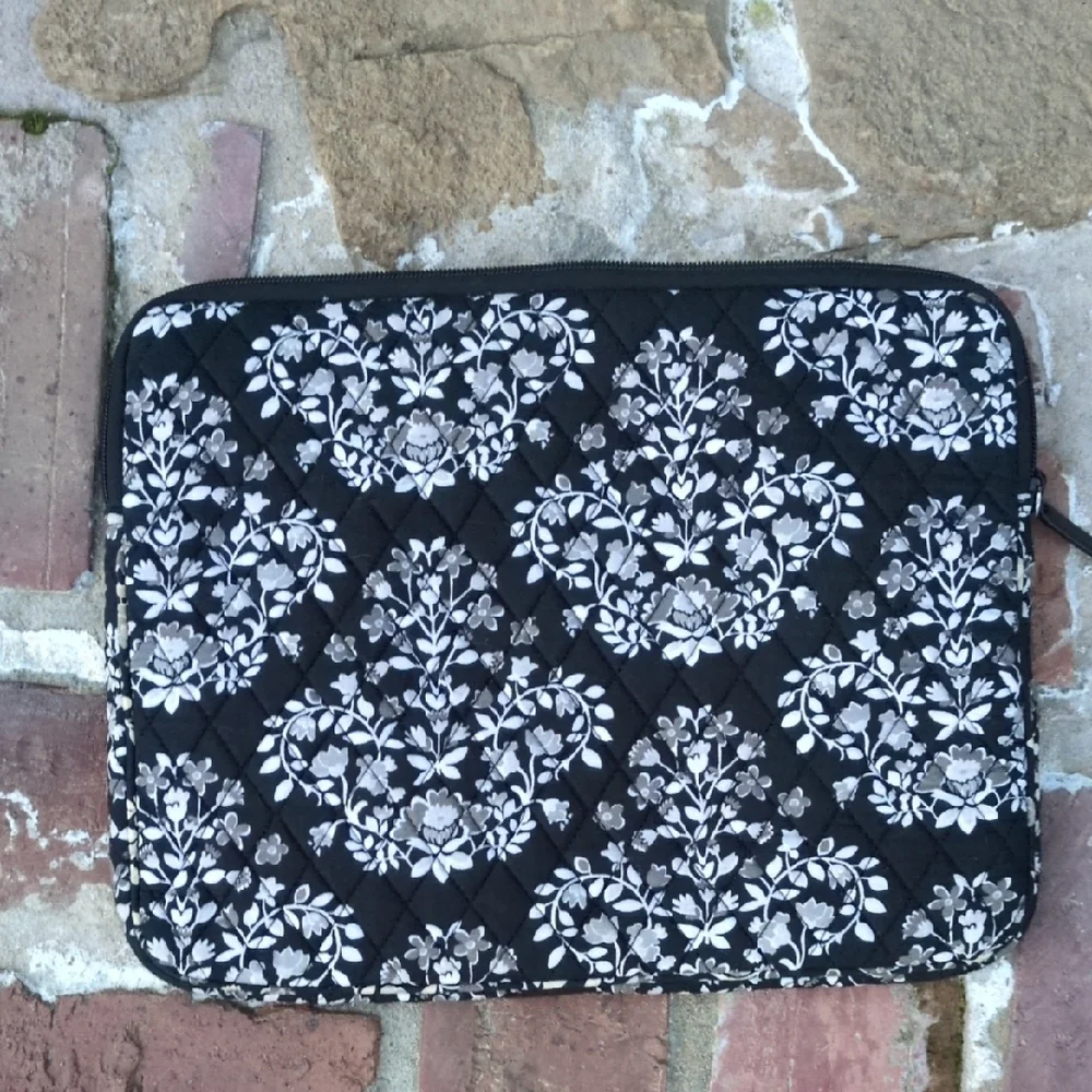 Vera Bradley Floral Black and White Tablet Sleeve With Zip Closure